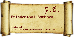 Friedenthal Barbara névjegykártya
